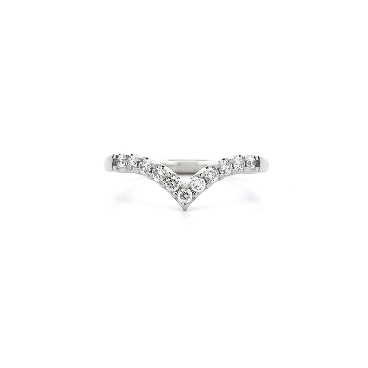 Brilliant Cut Diamond Claw Set 'V' Shaped Ring in Platinum | 0.22ctw