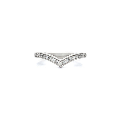 Brilliant Cut Diamond Grain Set 'V' Shaped Ring in Platinum | 0.19ctw
