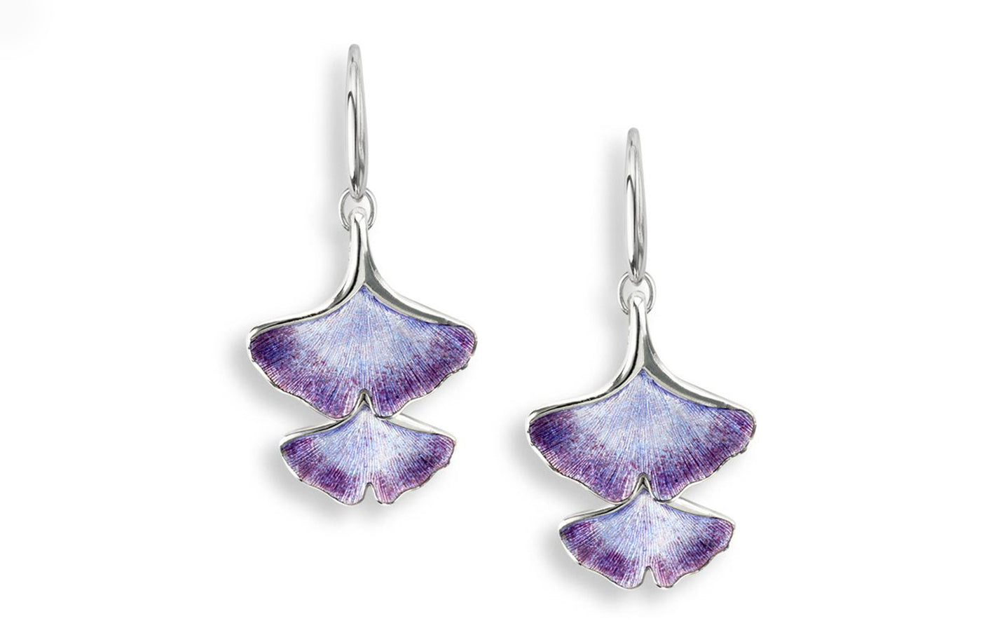 Purple Enamel Double Ginkgo Leaf Earrings