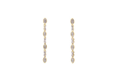 Willow: Diamond Cluster Drop Earrings in Gold