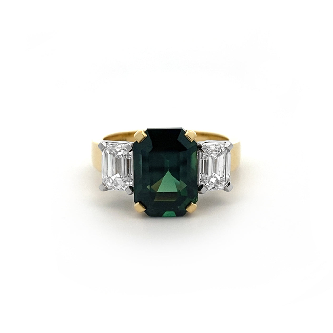 Pine: Sapphire and Diamond Three Stone Ring