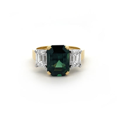 Pine: Sapphire and Diamond Three Stone Ring