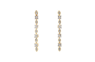 Wisteria: Diamond Cluster Drop Earrings in Gold