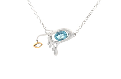 Aqua of my Eye Pendant in White Gold