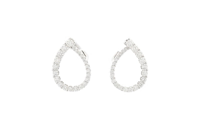 Tapered Diamond Set Loop Earrings in White Gold | 1.91ctw