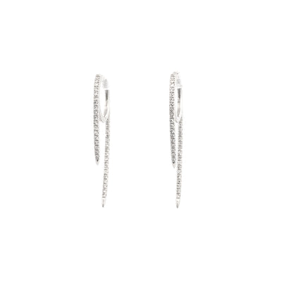Diamond Set Huggie Drape Earrings in White Gold | 0.21ctw