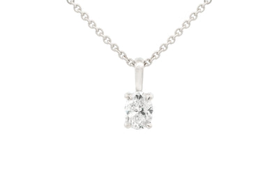 Oval Cut Diamond Pendant in 18ct White Gold | 0.42ct