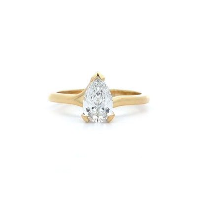 Silhouette: Pear Cut Diamond Solitaire Ring in Yellow Gold | 0.81ct