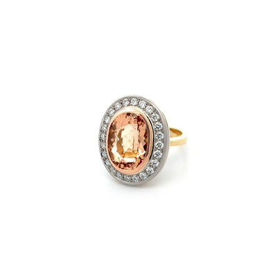 Morganite and Diamond Halo Ring in Gold | 9.50ct