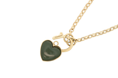 Pounamu Heart Push Locket in Yellow Gold