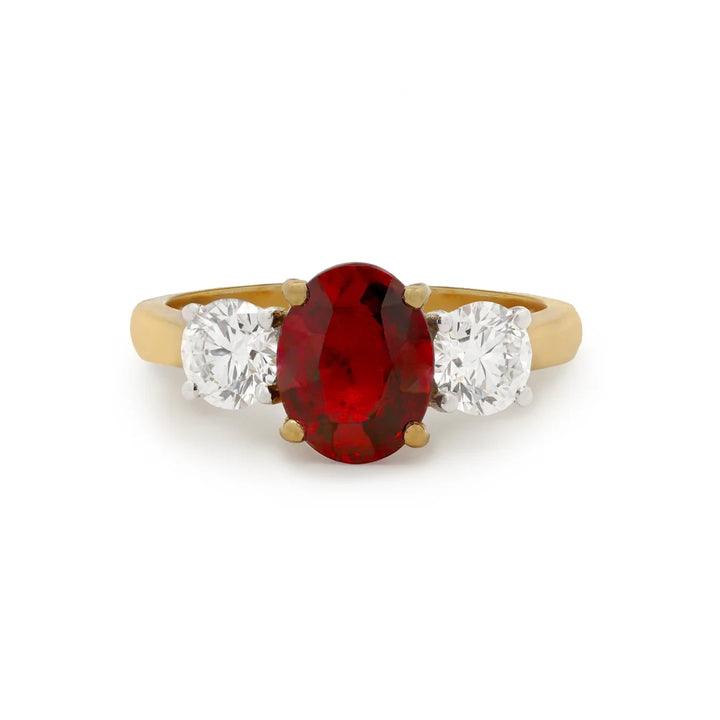 Ruby and diamond 3 stone ring outlet