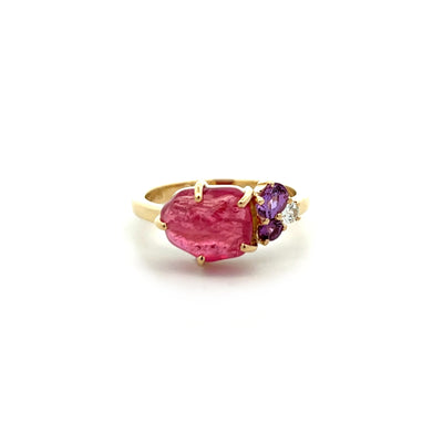Fuchsia: Gemstone Cluster Ring in Yellow Gold | 3.89ctw
