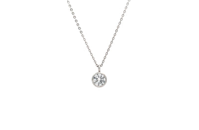 Bezel Set Brilliant Diamond Solitaire Pendant in Platinum | 0.62ct G VS2