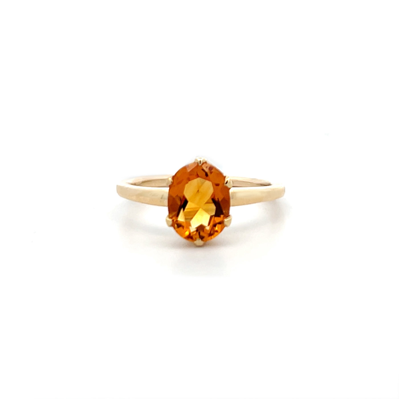 Oval Cut Citrine Solitaire Ring in Yellow Gold | 1.72