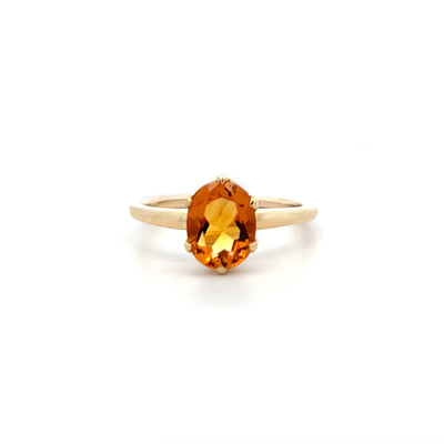 Oval Cut Citrine Solitaire Ring in Yellow Gold | 1.72