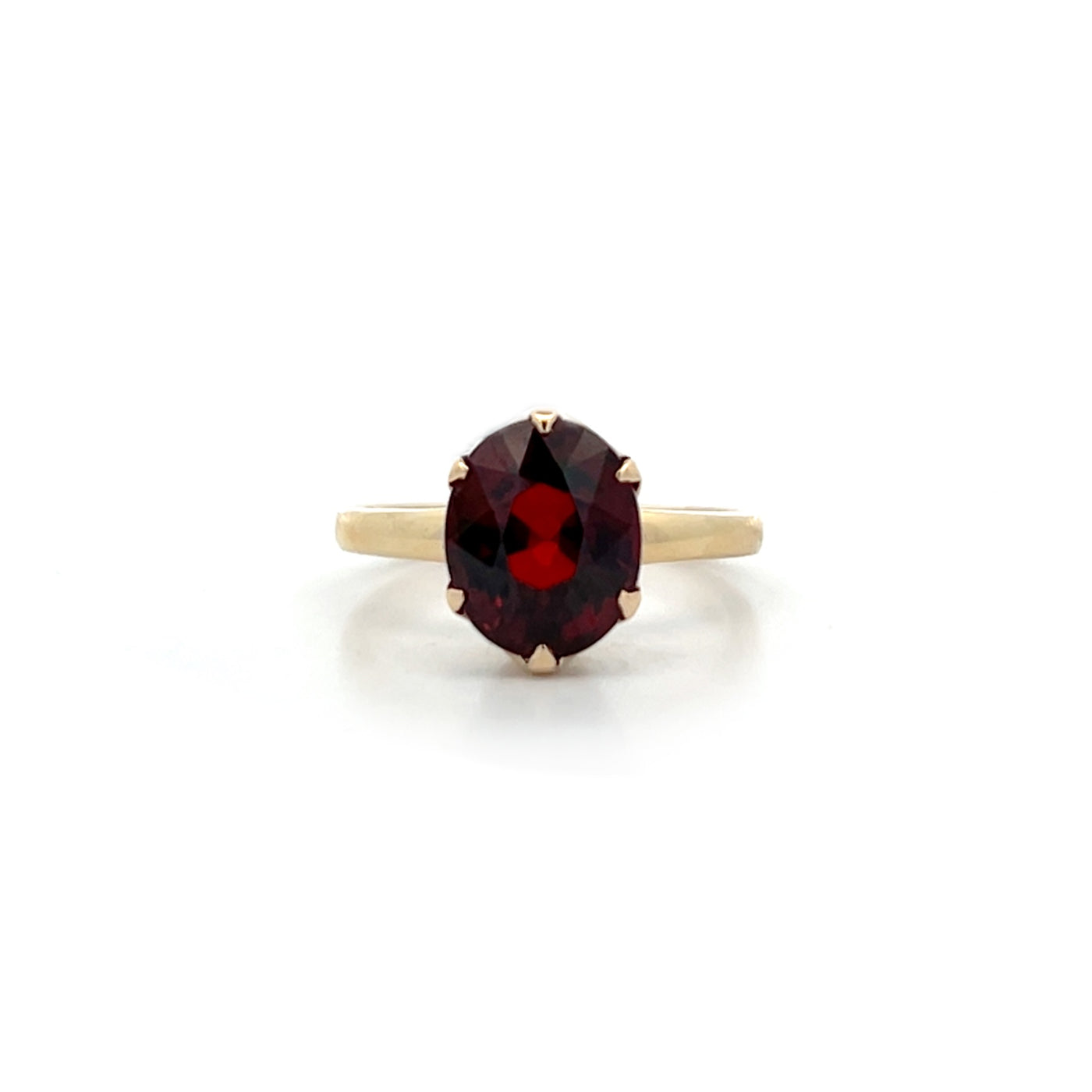 Oval Cut Garnet Solitaire Ring in Yellow Gold | 5.95ct