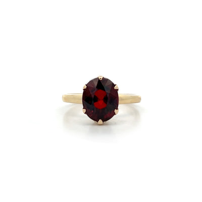 Oval Cut Garnet Solitaire Ring in Yellow Gold | 5.95ct