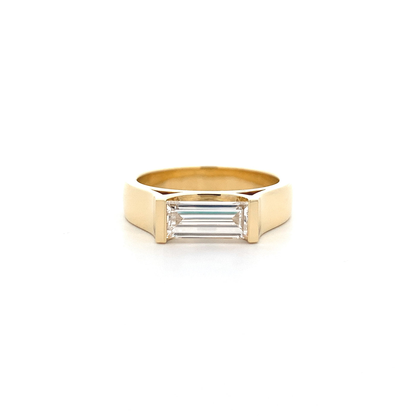 Celeste: Baguette Cut Diamond Solitaire Ring in Yellow Gold | 1.20ct