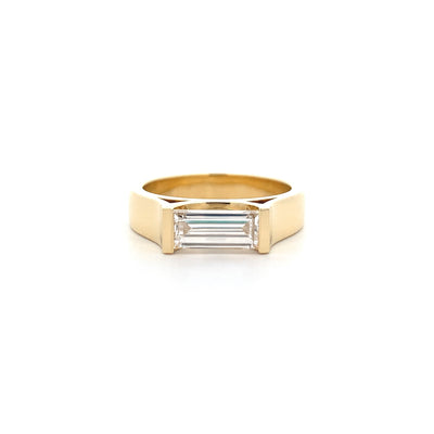 Celeste: Baguette Cut Diamond Solitaire Ring in Yellow Gold | 1.20ct