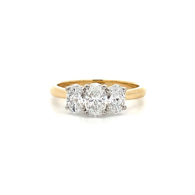 Enchant: Oval Cut Diamond Three Stone Ring in Yellow Gold | 1.11ctw