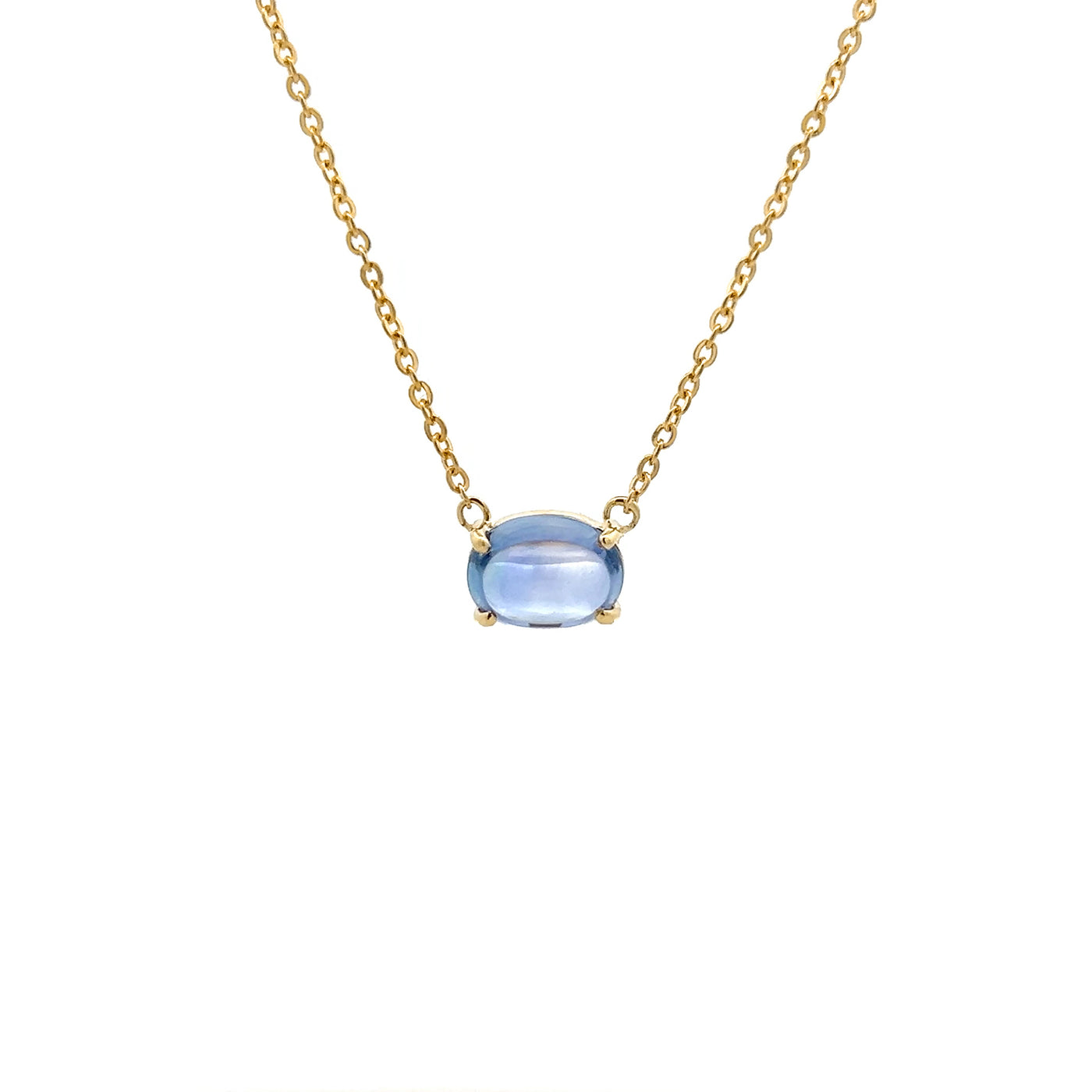 Blue Sapphire Claw Set Necklace in Yellow Gold | 1.88ct