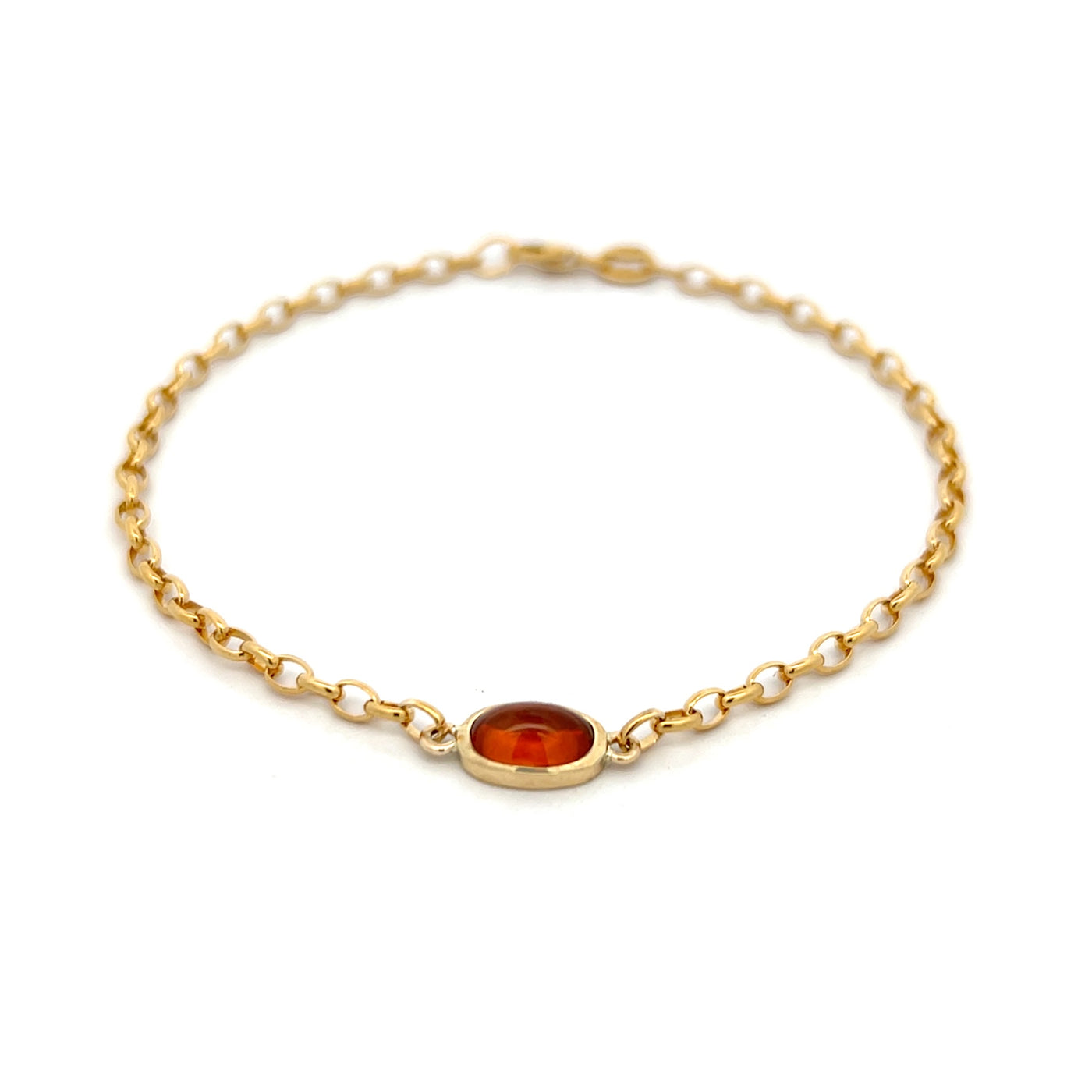 Cabochon Cut Orange Sapphire Belcher Bracelet in Yellow Gold | 1.43ct
