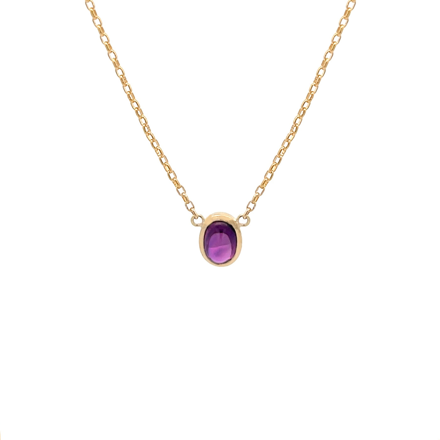 Cabochon Cut Purple Sapphire Necklace in Yellow Gold | 1.55ct
