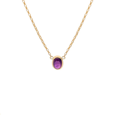 Cabochon Cut Purple Sapphire Necklace in Yellow Gold | 1.55ct
