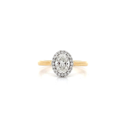 Luminous: Oval Cut Diamond Halo Ring in Yellow Gold | 1.02ctw