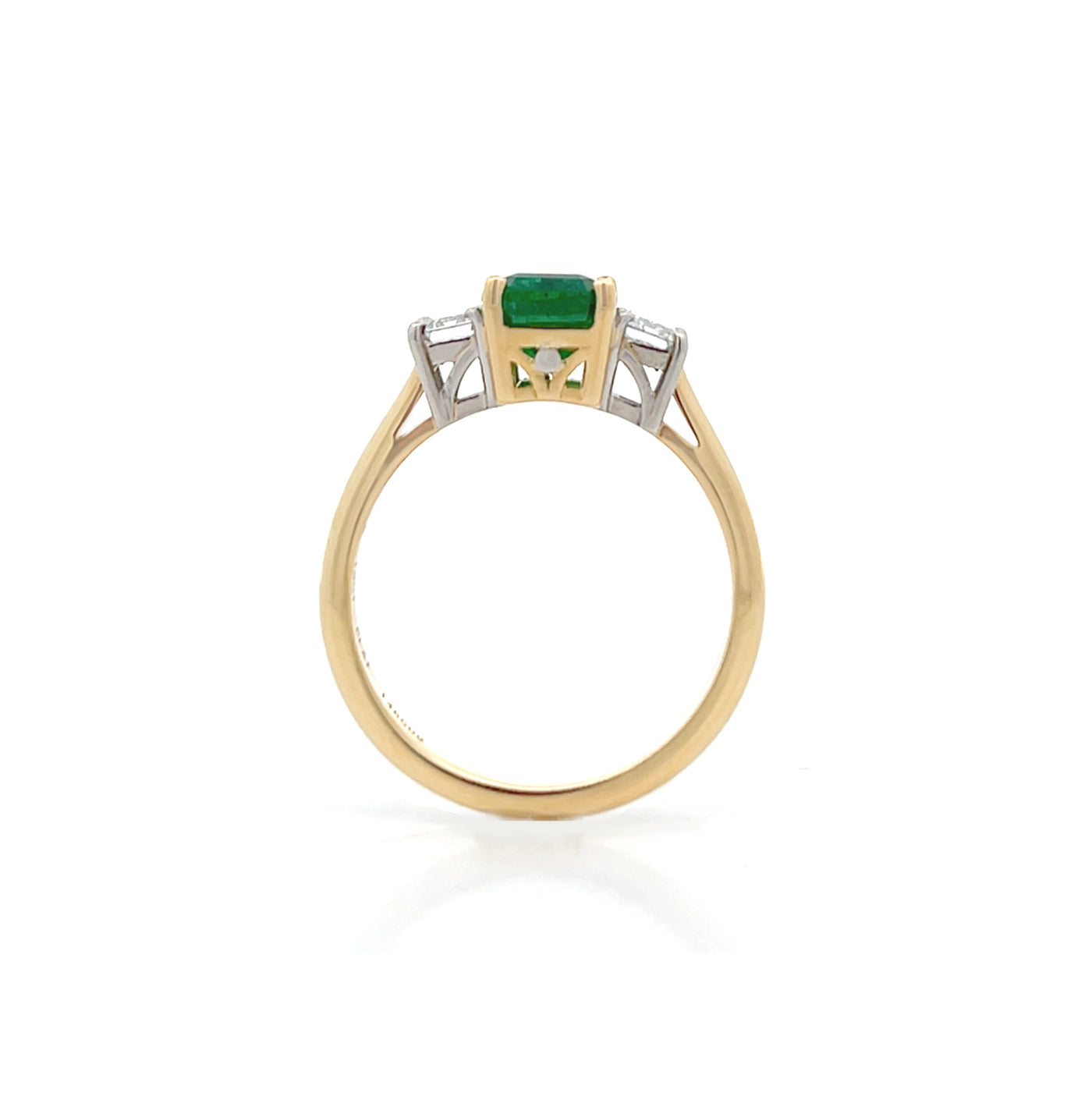 Emerald and Diamond Three Stone Ring in Yellow Gold | 2.39ctw
