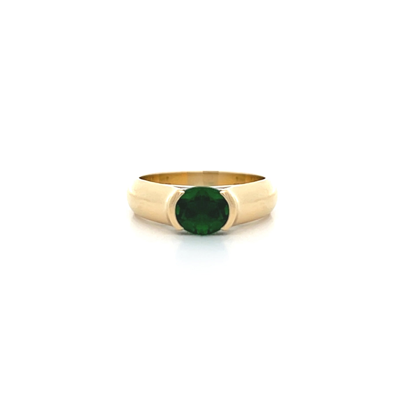 Emerald Half-Bezel Set Solitaire Ring in Yellow Gold | 0.67ct