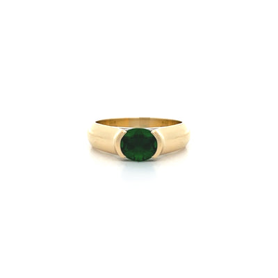 Emerald Half-Bezel Set Solitaire Ring in Yellow Gold | 0.67ct
