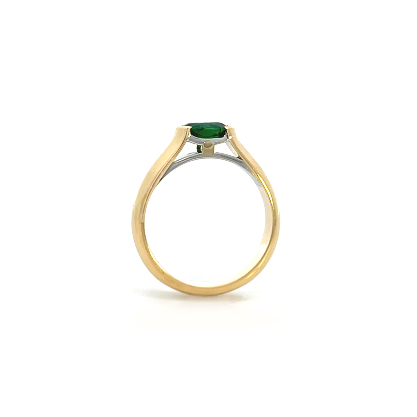 Emerald Half-Bezel Set Solitaire Ring in Yellow Gold | 0.67ct