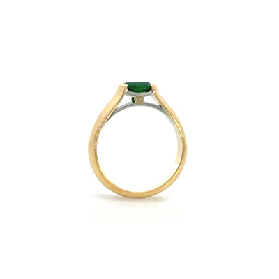 Emerald Half-Bezel Set Solitaire Ring in Yellow Gold | 0.67ct