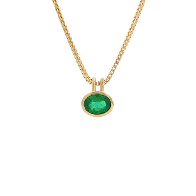 Bezel Set Emerald Pendant in Yellow Gold | 1.69ct
