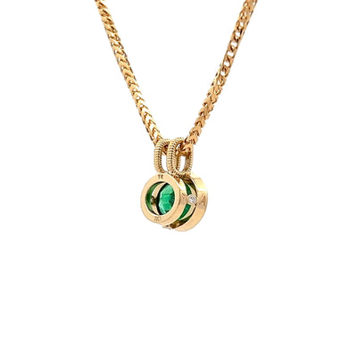 Bezel Set Oval Cut Emerald Pendant in Yellow Gold | 1.69ct

