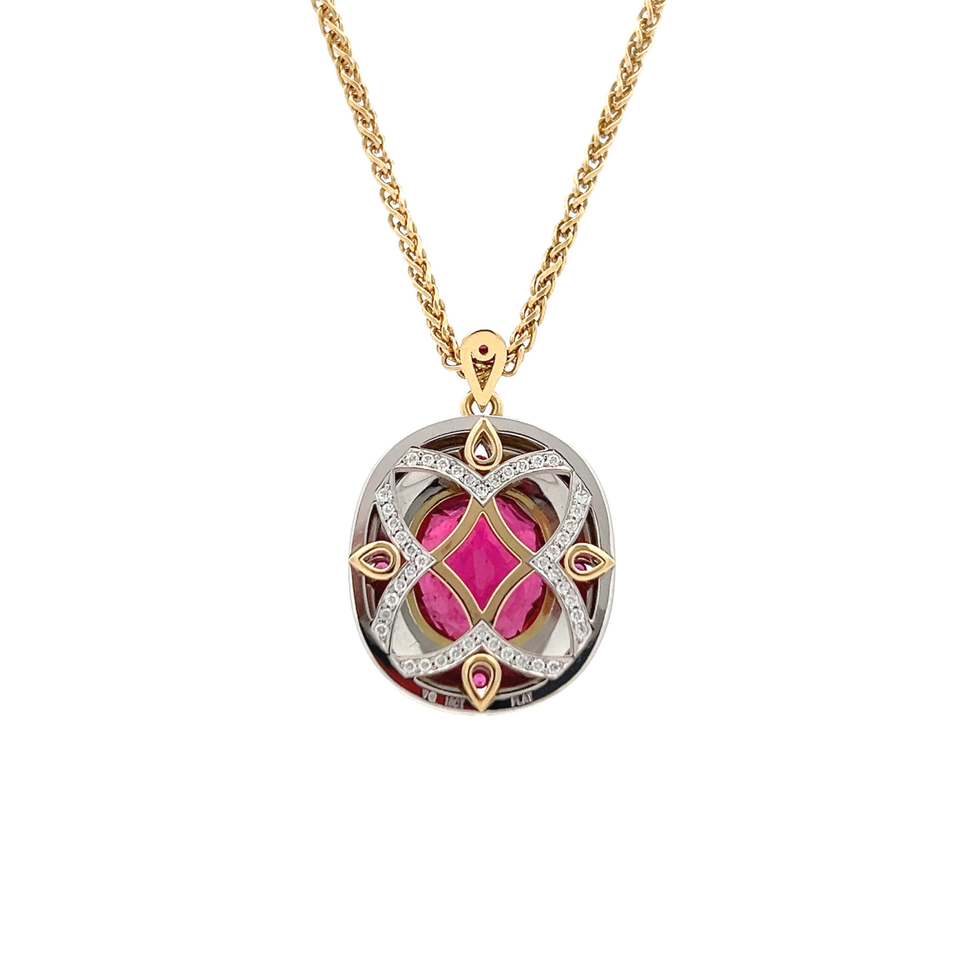 Crimson Star: Rubellite, Diamond and Ruby Pendant in Platinum | 12.62ctw