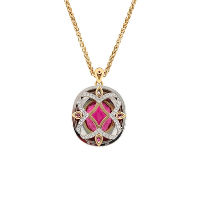 Crimson Star: Rubellite, Diamond and Ruby Pendant in Platinum | 12.62ctw