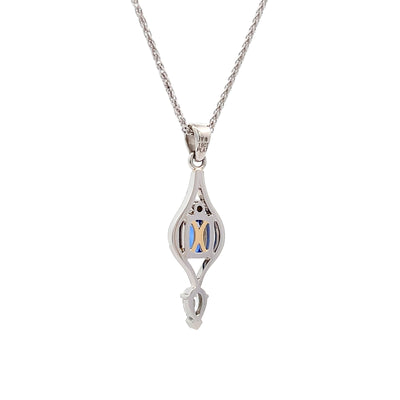 Cushion Cut Sapphire and Diamond Pendant in Platinum | 2.00ctw