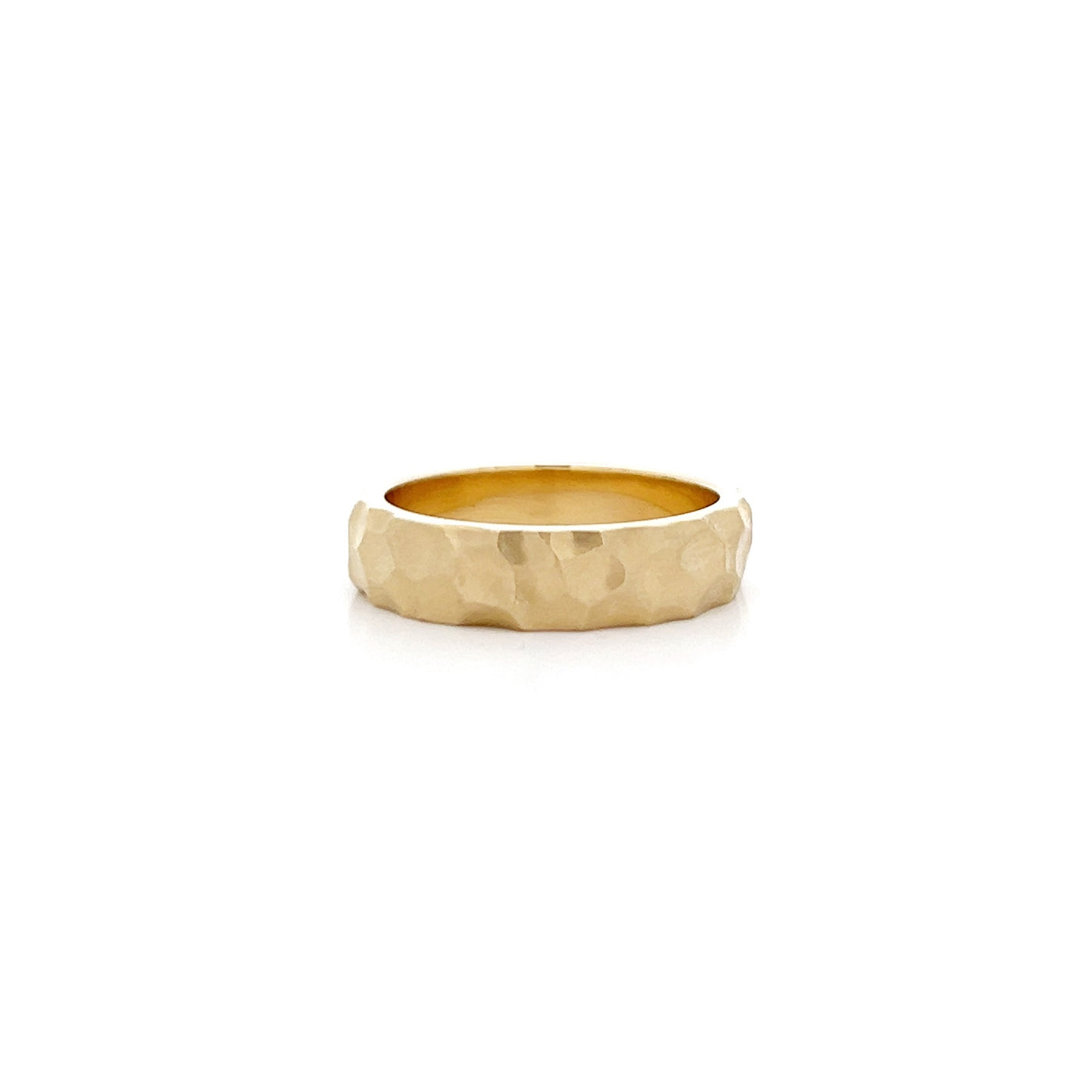 Hammered Finish 5.6mm Band in Yellow Gold
