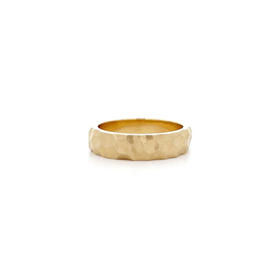 Hammered Finish 5.6mm Band in Yellow Gold
