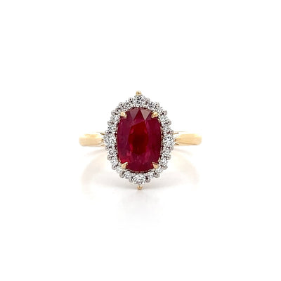 Dynasty: Ruby and Diamond Halo Ring | 2.58ctw