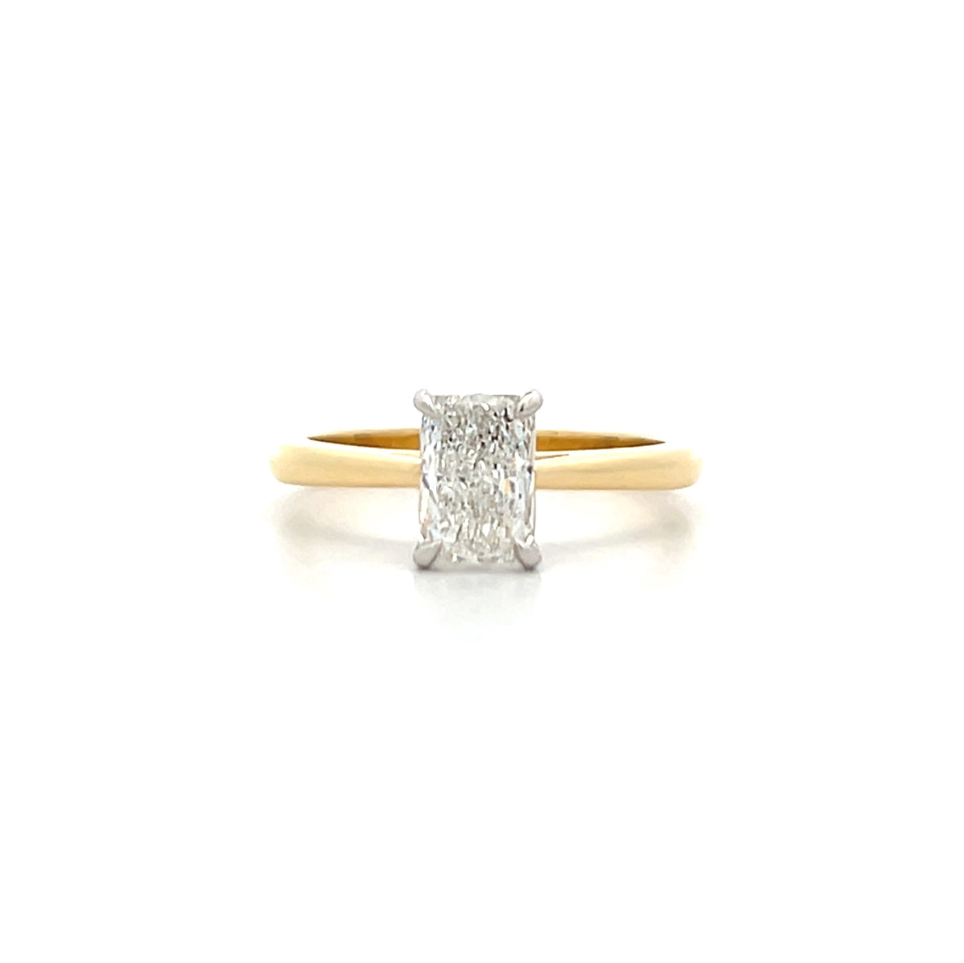Radiant Cut Diamond Solitaire Ring with Detailed Basket in Yellow Gold | 0.90ct G VS1

