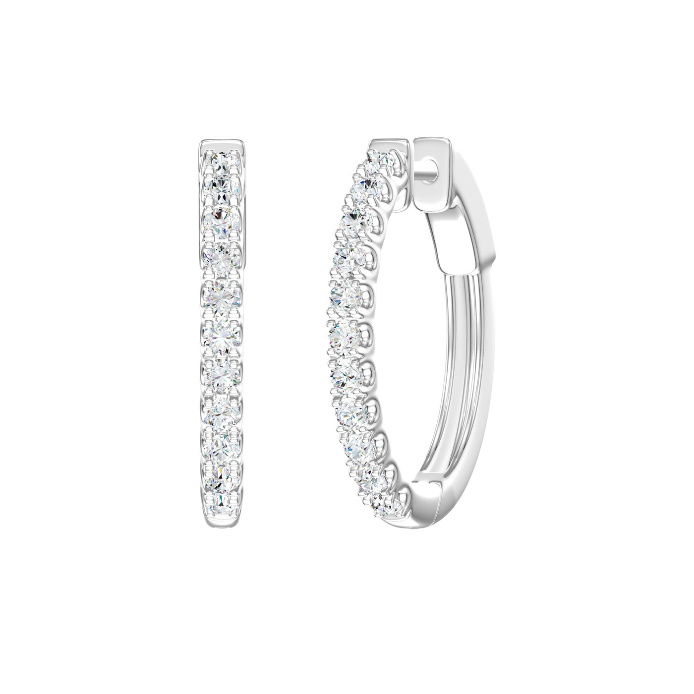Scallop Set Diamond Hoop Earrings in Gold | 1.00ctw
