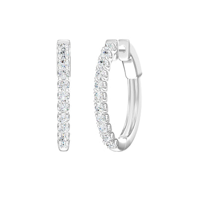Scallop Set Diamond Hoop Earrings in Gold | 1.00ctw
