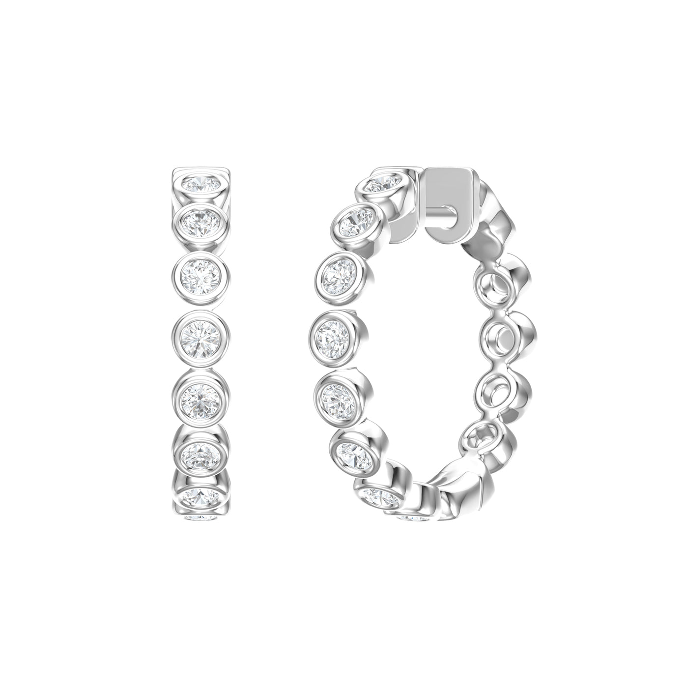 Bezel Set Brilliant Cut Diamond Hoop Earrings in Gold | 1.04ctw