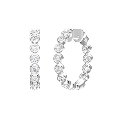 Bezel Set Brilliant Cut Diamond Hoop Earrings in Gold | 1.04ctw