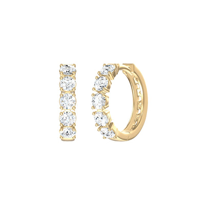 Claw Set Brilliant Cut Diamond Huggie Earrings in Gold | 1.13ctw
