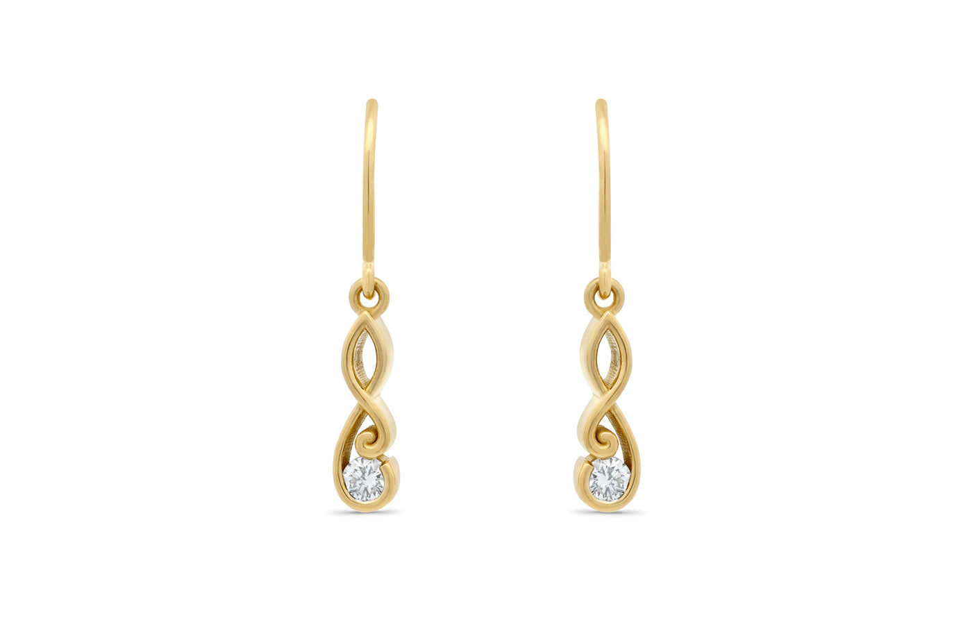 Poipoi: Diamond Drop Earrings in Yellow Gold | 0.38ctw