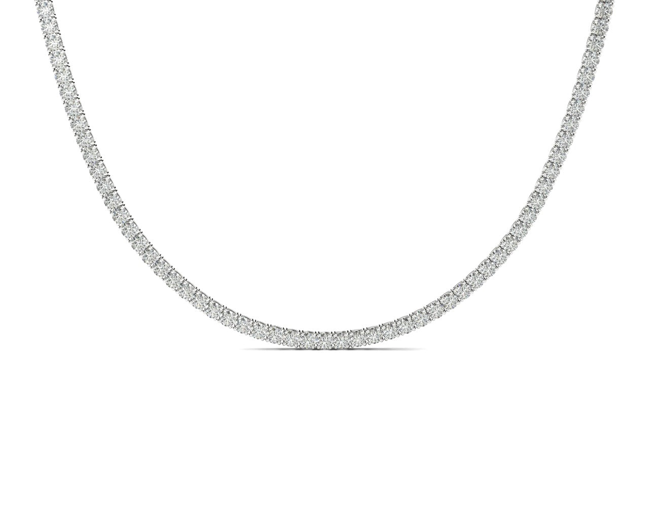 Brilliant Cut Diamond Tennis Necklace in White Gold | 6.75ctw F-G SI
